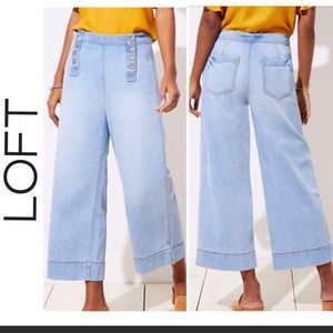 LOFT Wide Leg Crop Sailor Jeans Indigo Wash sz 24